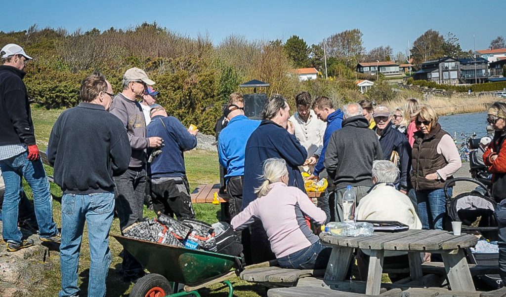 Arbetsdag vid stranden. 