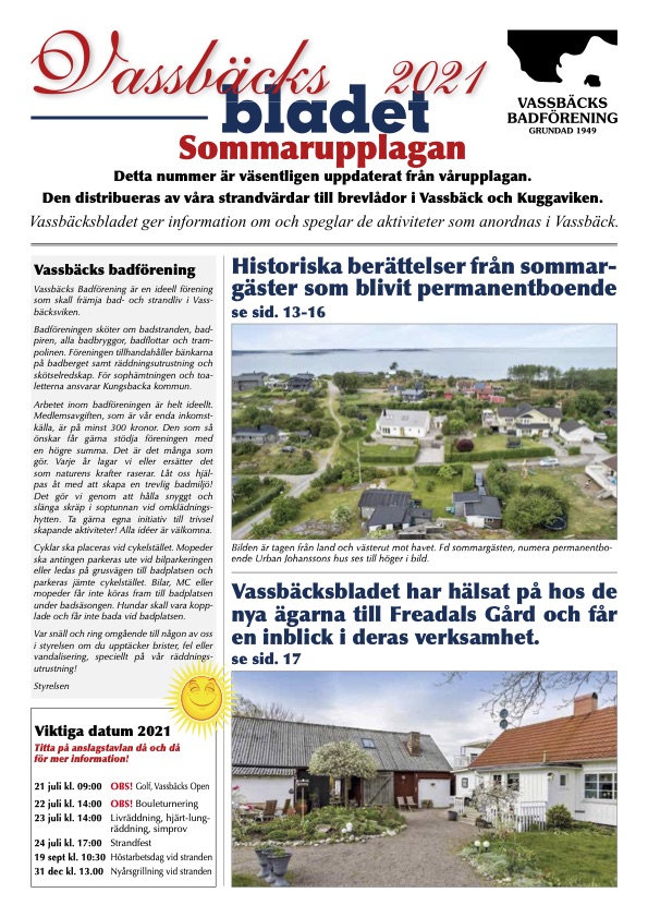 Vassbäcksbladet 2021 Sommarupplagan