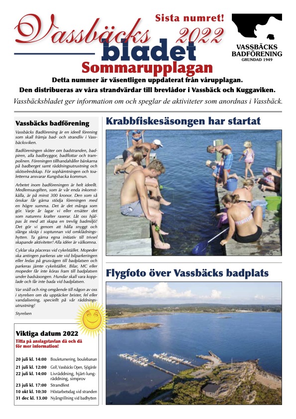 Vassbäcksbladet 2022 sommarupplagan